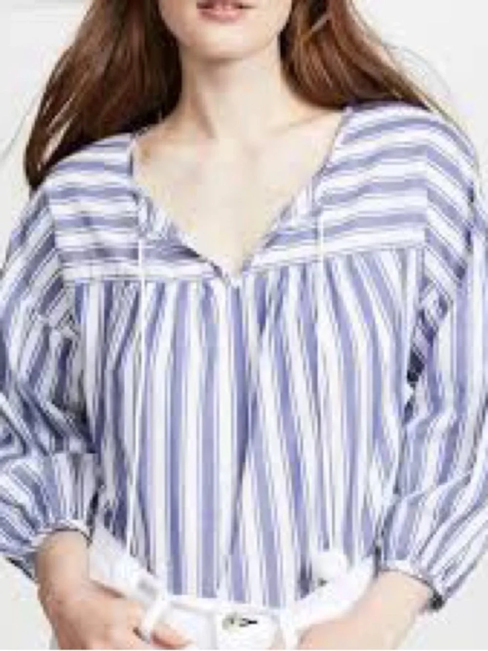 Madewell Peasant Top in Shea Stripe Blue/White Small
